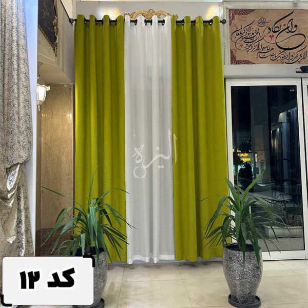 پرده اماده کتان گارنت سبز روشن کد12 - Image 2